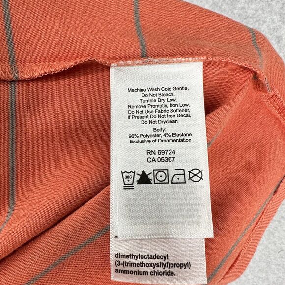 Mountain Hardwear Shirt Womens XS Coral Pink Gray Striped Double V Neck - Picture 10 of 11